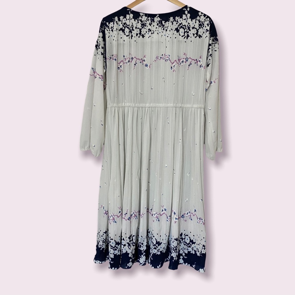Hal Ferman Vintage Pleated Floral Slub Dress